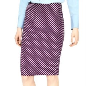 Boden Lined Pencil Skirt US Size 4R Navy Blue Pink and Maroon